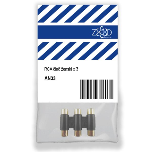 ZED electronic RCA činč ženski x 3, za produžetak audio kabla - AN33