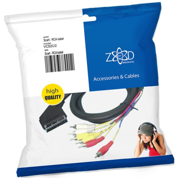 ZED electronic Scart - RCA (činč) kabl, 6 x RCA, dužina 2.0 met - VCS2C/2