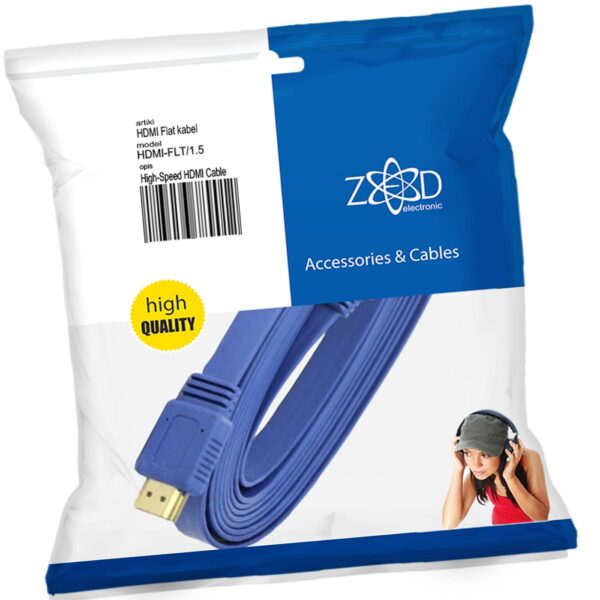 ZED electronic HDMI kabl, plosnati, 1.5 met, ver. 2.0, 3D, Ethernet - HDMI-FLT/1,5