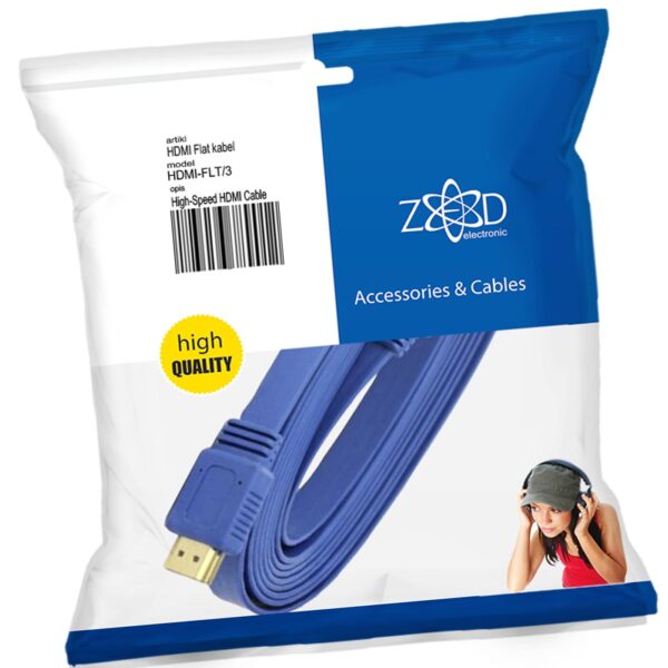 ZED electronic HDMI kabl, plosnati, 3.0 met, ver. 2.0, 3D, Ethernet - HDMI-FLT/3