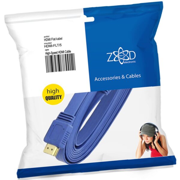 ZED electronic HDMI kabl, plosnati, 5.0 met, ver. 2.0, 3D, Ethernet - HDMI-FLT/5
