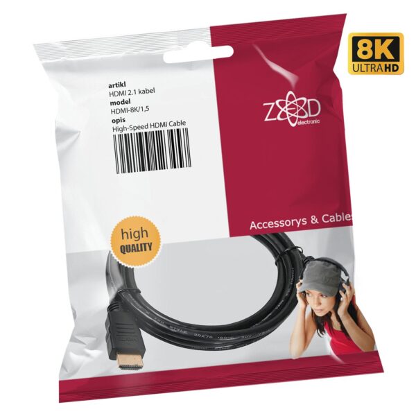 ZED electronic HDMI 2.1 kabl, 4K/120p ili 8K/60p, 48 Gbps, dužina 1,5 met. - HDMI-8K/1,5