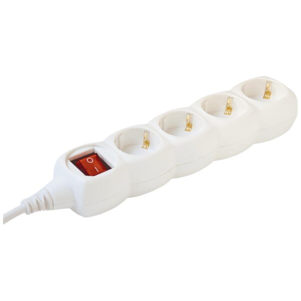 home Produžni kabl, 4 utičnica, prekidač, 1.0mm², 3 met, bijeli - NV 4K-3/W