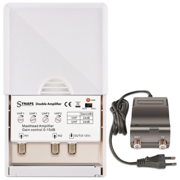 Synaps Pojačalo antensko + LTE / 4G filter sa 2 podesiva ulaza - DOUBLE AMPLIFIER