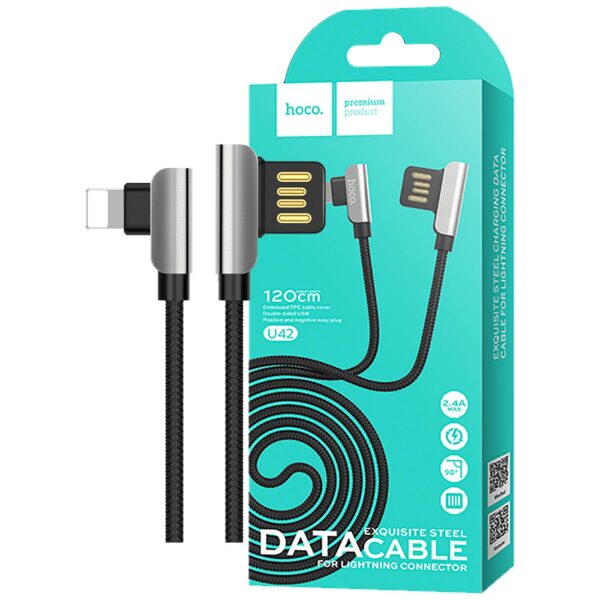 hoco. USB kabl za iPhone, Lightning kabl, 1.2 met., 2.4 A, crna - U42 Exquisite steel, Lightning BK