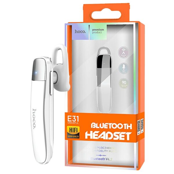 hoco. Slušalica bežična sa mikrofonom, Bluetooth,55 mAh,3 h,bijela - E31 Graceful White