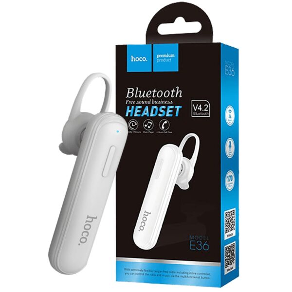 hoco. Slušalica bežična sa mikrofonom, Bluetooth, 70 mAh, 4 h - E36 Free sound White