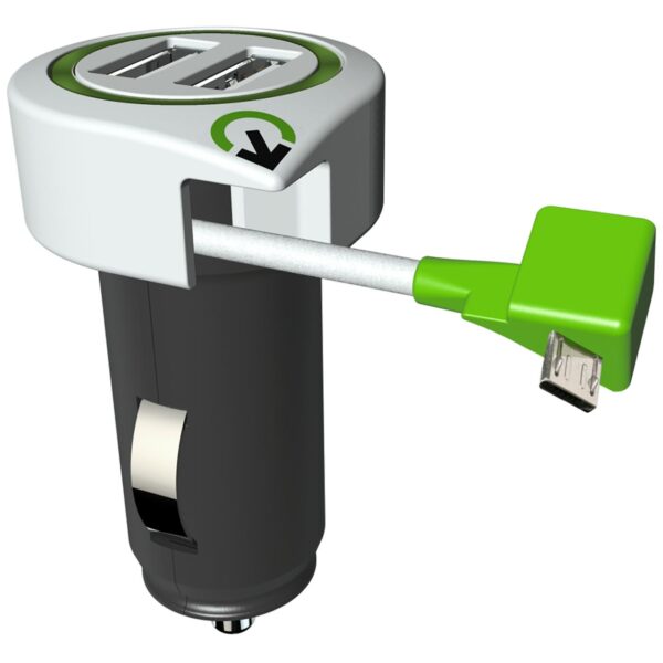 q2power Auto punjač, Dual USB, 3.1A, microUSB