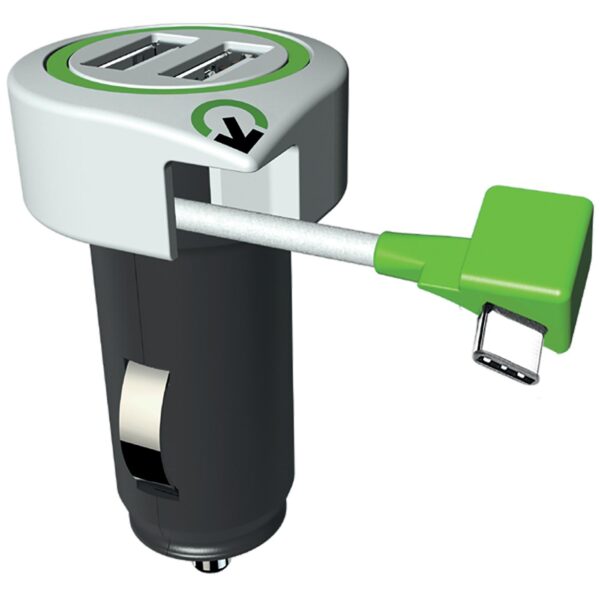 q2power Auto punjač, Dual USB, 3.1A, type C konektor