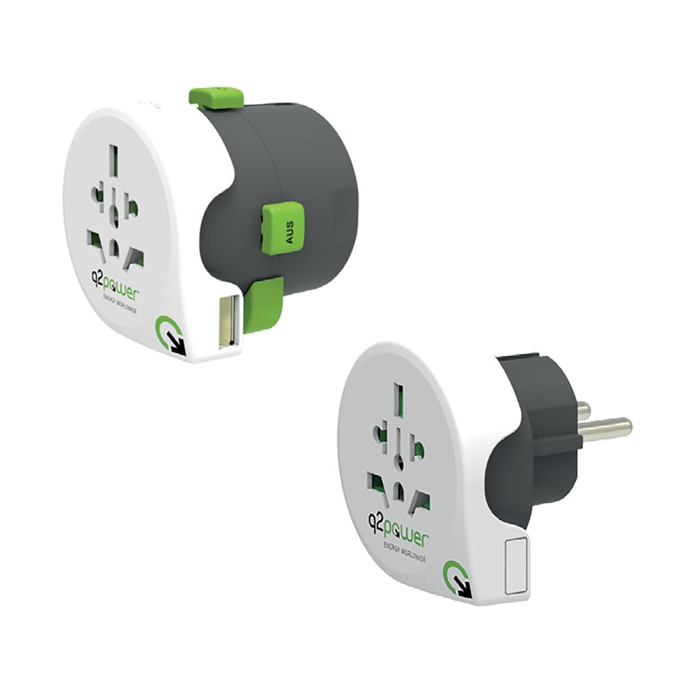 q2power Adapter, strujni, set, univerzalni + EU, USB - QDAPTER 360 USB